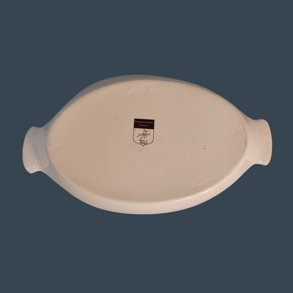 Lourioux Le Faune French Porcelain Au Gratin Dish Wild Flowers 14" - Picture 3 of 6